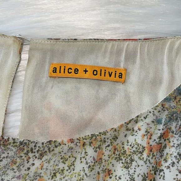 Alice + Olivia Floral Printed Mini Dress in Multicolor Silk Water colours - Picture 14 of 16